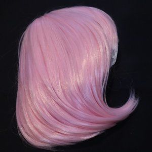 Pastel Pink Bob Shoulder Wig with Bangs Synthetic Colorful Cosplay Party